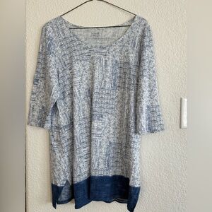 J Jill Pure Jill PJ A‎ Line Print Blue and White Print Tunic Women’s Size M